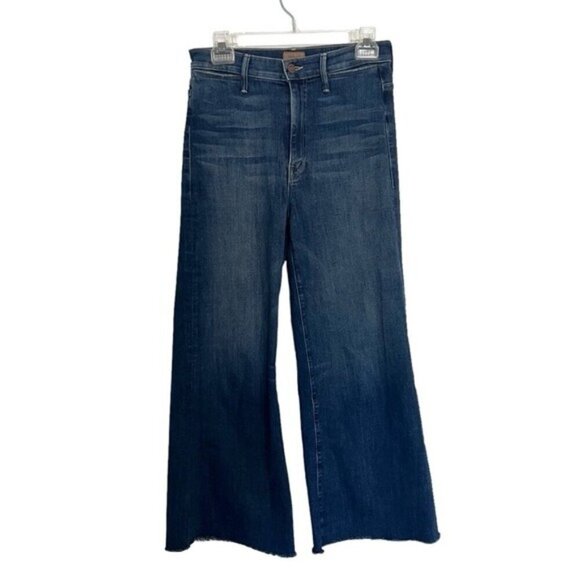 Mother Blue The Swooner Roller Crop Fray Jeans In Come Sundown Size 27 - Picture 1 of 11